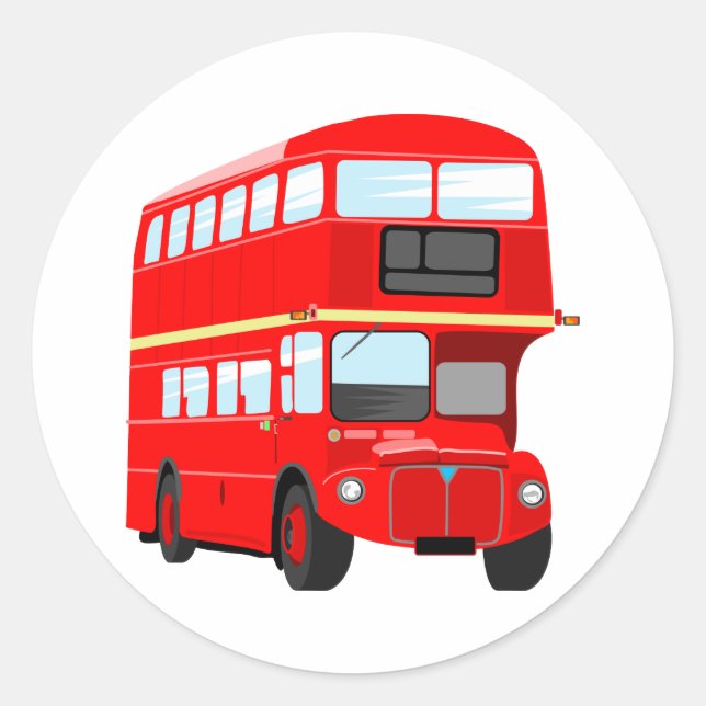 Red Bus Classic Round Sticker (Front)