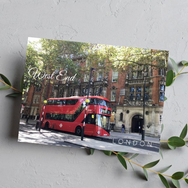 Red Bus in LONDON West End Kensington photography Postcard (Creator Uploaded)