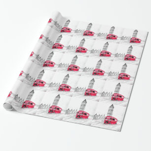 Red bus London England Vintage Retro Wrapping Paper