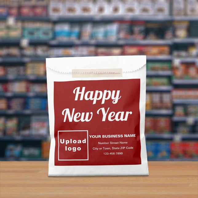 Red Business Brand, New Year Paper Bag (Red business brand with New Year greeting on paper bag)