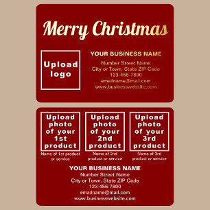 Red Business Brand on Christmas Rectangle Foil Holiday Card