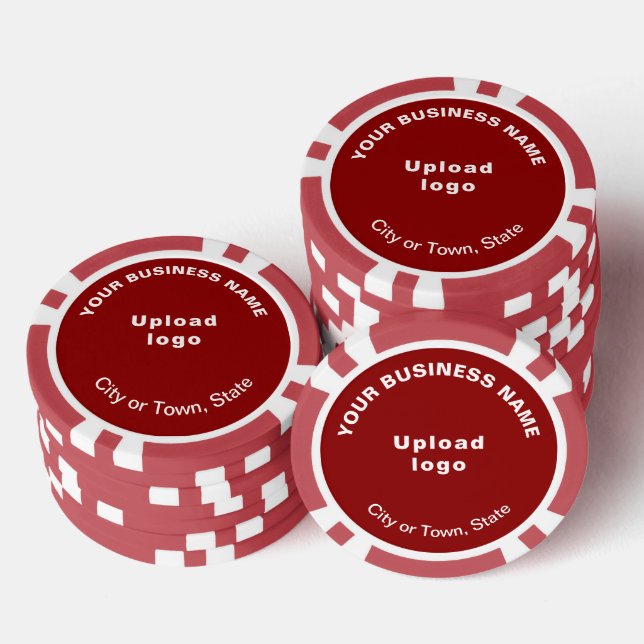 Red Business Brand on Poker Chips (Stack)