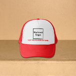 Red Business Brand on Trucker Hat<br><div class="desc">Red business brand on customizable trucker hat. Customize it by typing your business name and uploading your business logo. You can include it in your promotional products, giveaway items or gifts to your customers or clients, a marketing strategy to advertise your business or to promote your brand. Customizable trucker hat...</div>