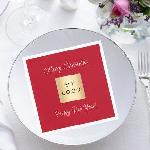 Red business logo Christmas Napkin