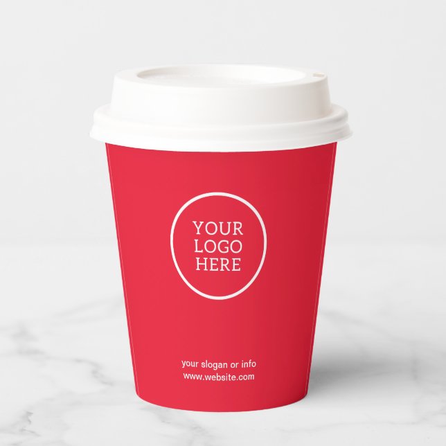 Red Business Logo Corporate Modern Professional Paper Cups (Front)