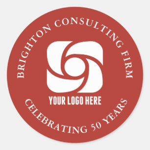 Red Business Logo Custom Company Marketing Classic Round Sticker
