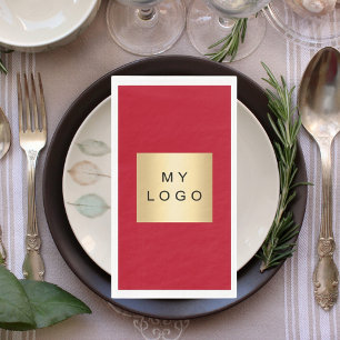 Red business logo napkin