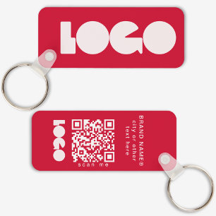 Red Business Logo & QR Code, Company  Horizontal Key Ring
