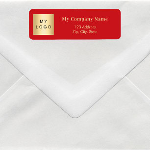 Red business logo return address label