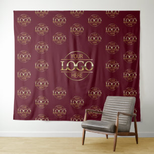 Red Business Logo Step & Repeat Backdrop Banner Tapestry