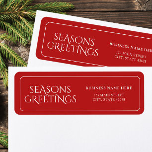 Red Business Seasons Greetings Return Address Label