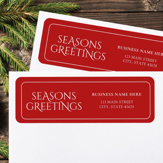 Red Business Seasons Greetings Return Address Label (Creator Uploaded)