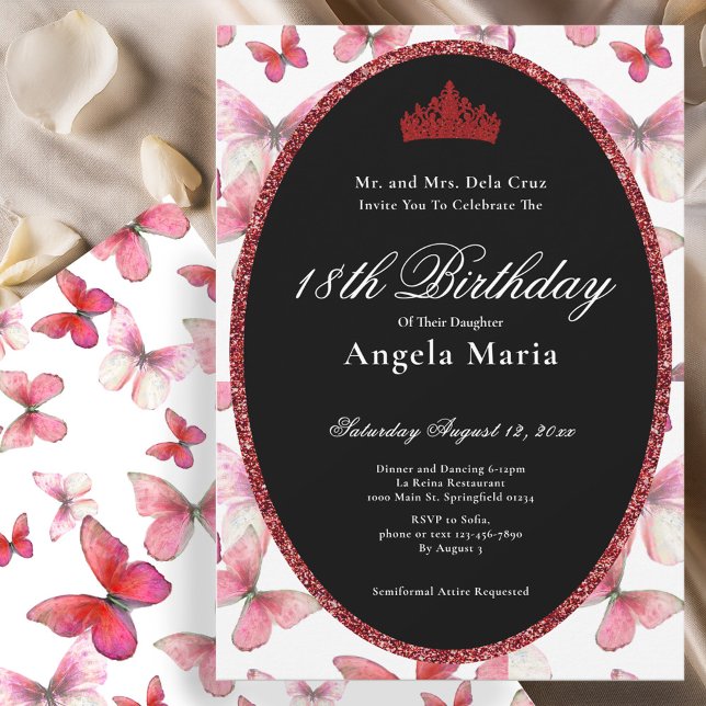 Red Butterflies 18th Birthday Debut Invitation (Creator Uploaded)
