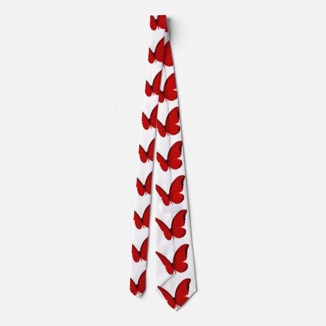Red Butterflies Neck Tie (Back)