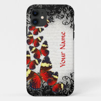 Red butterflies on black lace