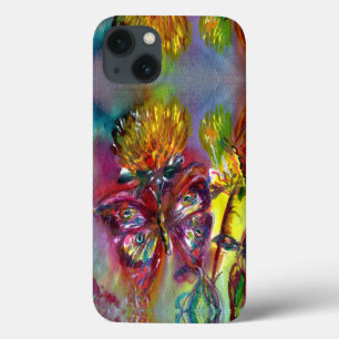RED BUTTERFLIES ON YELLOW THISTLES,BLUE SKY Floral iPhone 13 Case