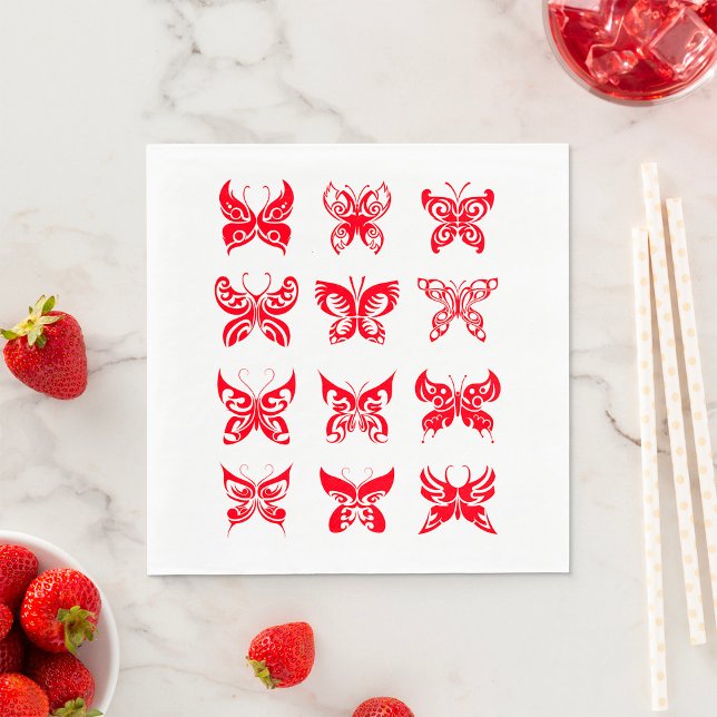 Red Butterflies Paper Napkins (Creator Uploaded)