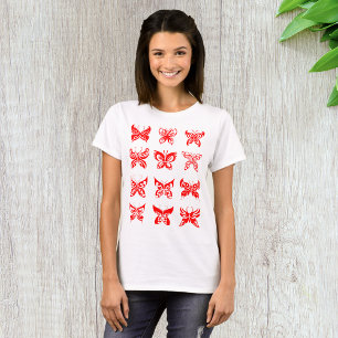 Red Butterflies Womens T-Shirt