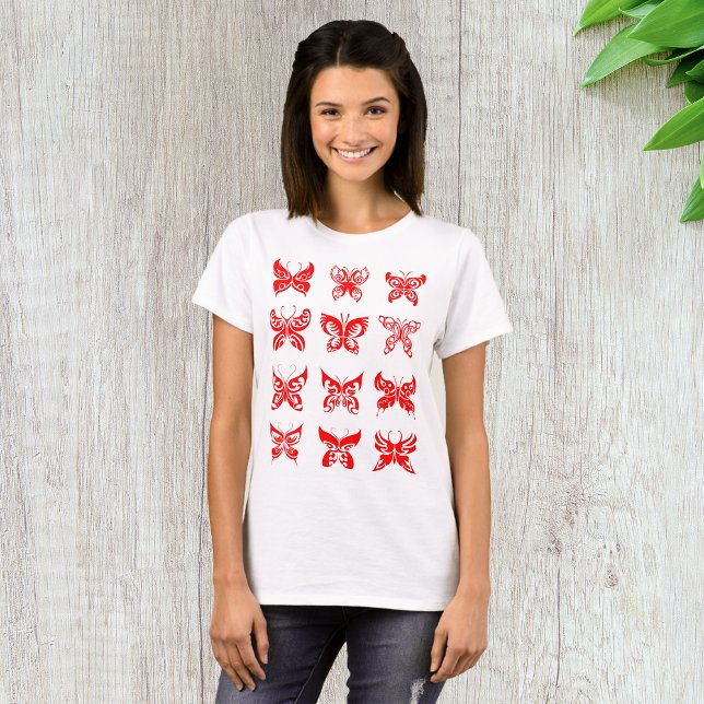 Red Butterflies Womens T-Shirt (Creator Uploaded)