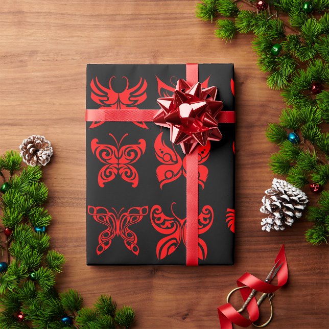 Red Butterflies Wrapping Paper (Creator Uploaded)