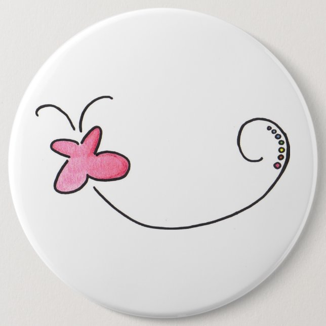Red butterfly 6 cm round badge (Front)