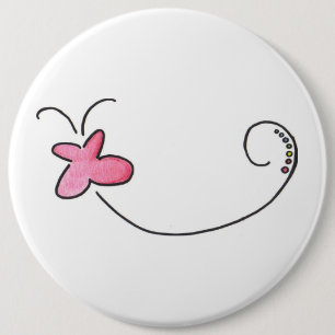 Red butterfly 6 cm round badge