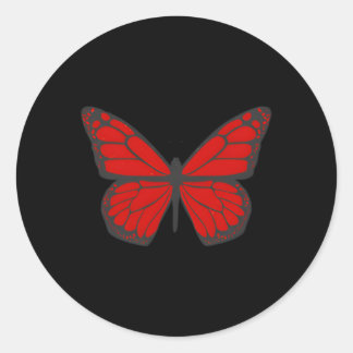 Red Butterfly Aesthetic Grunge Soft Classic Round Sticker