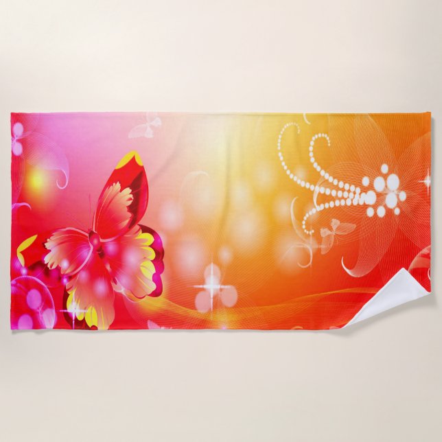 Red Butterfly Beach Towel (Front)