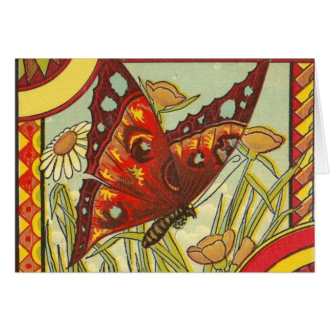 Red Butterfly  Crate Label - Card (Front Horizontal)