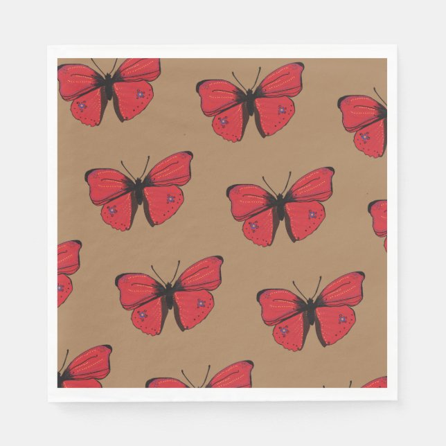 Red Butterfly Drawing Napkin (Front)