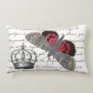 Red Butterfly French Crown Pillow