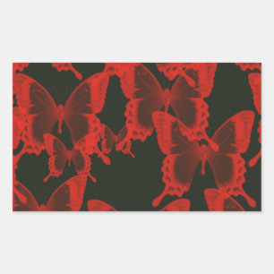 red butterfly from dark night  background rectangular sticker