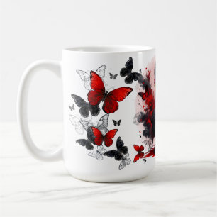 Red butterfly grunge girl coffee mug
