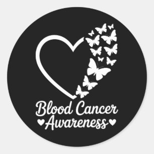 Red Butterfly Heart Blood Cancer Awareness Month M Classic Round Sticker