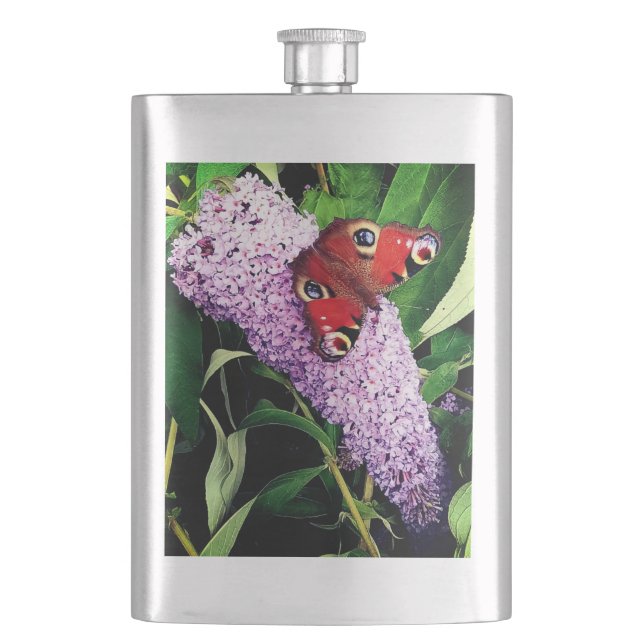Red butterfly hip flask (Front)