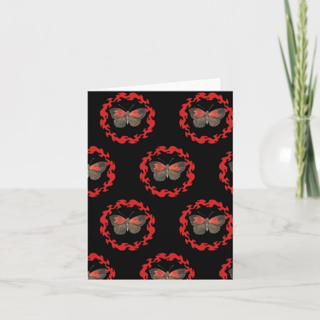 Red Butterfly in a Circle of Fire – Symbol of Pass Note Card (Front)