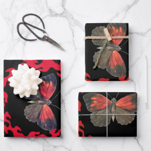 Red Butterfly in a Circle of Fire – Symbol of Pass Wrapping Paper Sheet