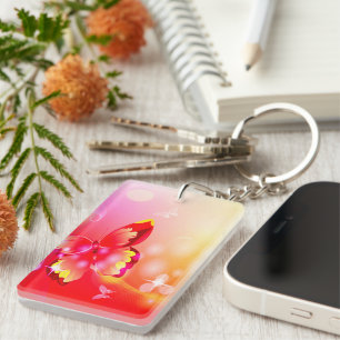 Red Butterfly Key Ring