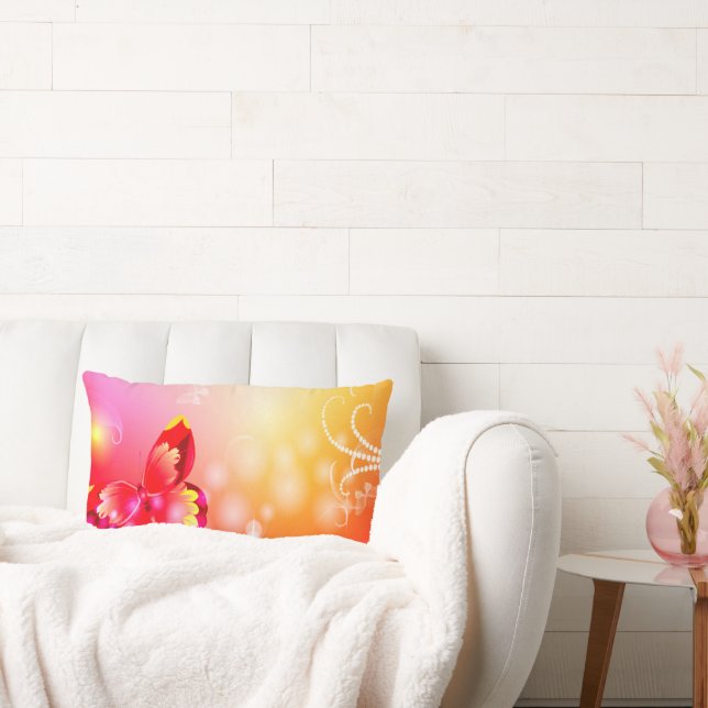 Red Butterfly Lumbar Cushion (Couch)