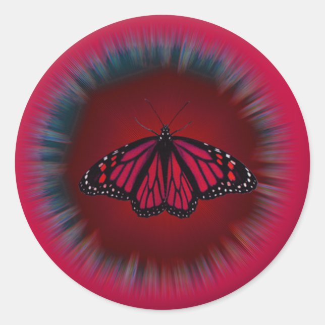 Red Butterfly Mandala Sticker (Front)