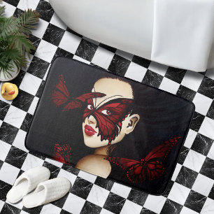 Red Butterfly Masquerade Bath Mat