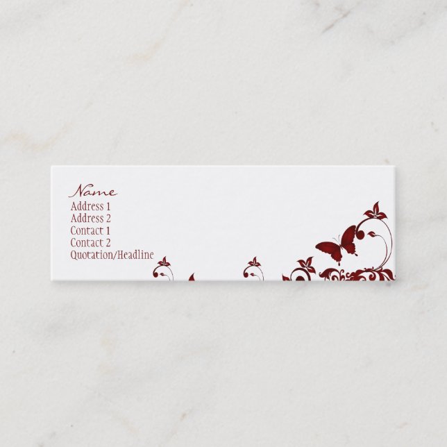 Red Butterfly Mini Business Card (Front)