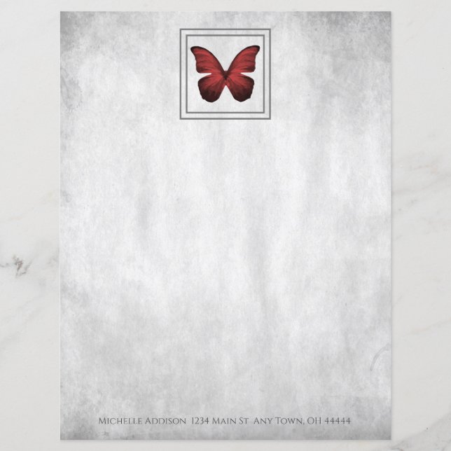 Red Butterfly Personalised Paper Sheet (Front)