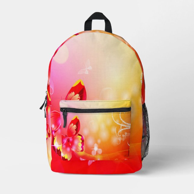 Red Butterfly Printed Backpack (Front)