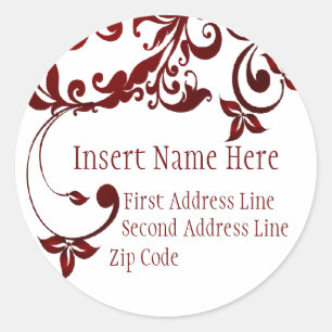 Red Butterfly Return Address Classic Round Sticker