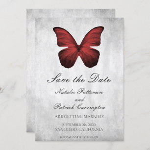Red Butterfly Save the Date Invite
