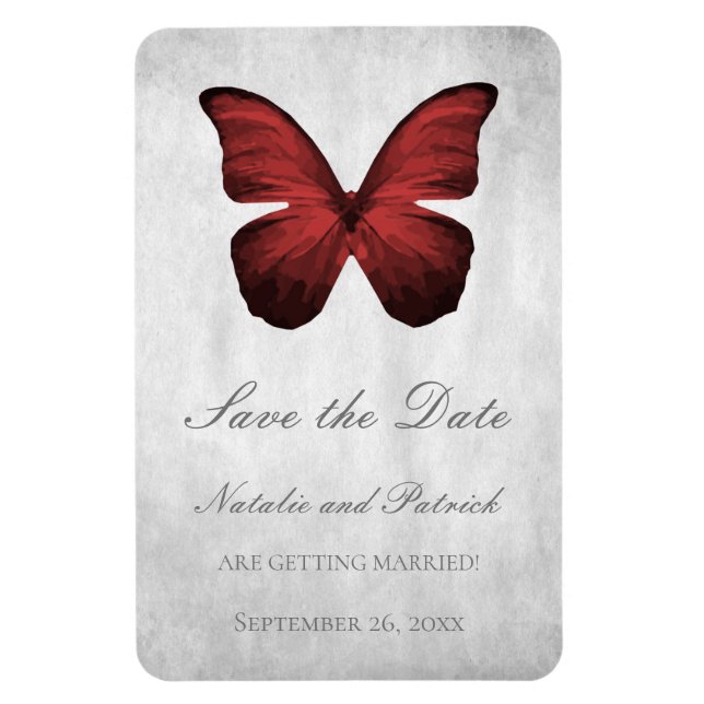 Red Butterfly Save the Date Magnet (Vertical)