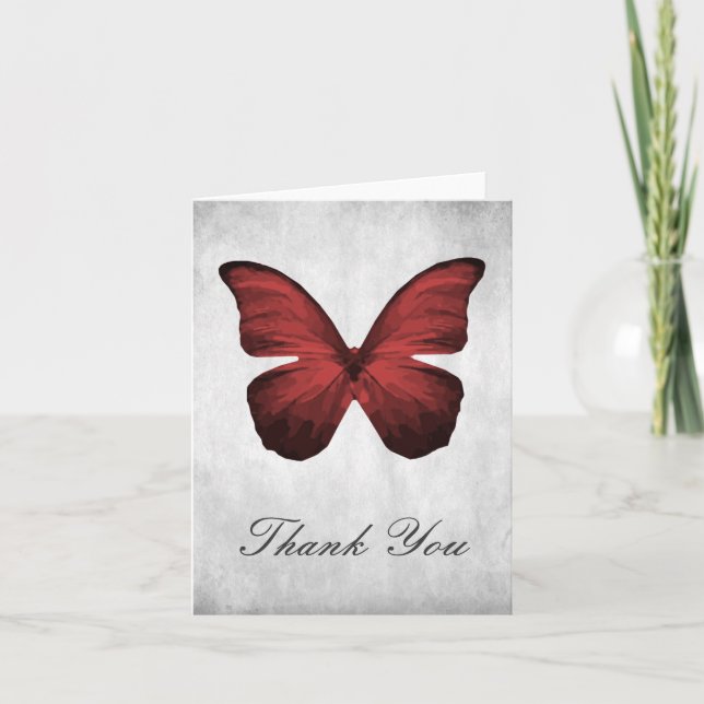 Red Butterfly Thank You Card (Front)