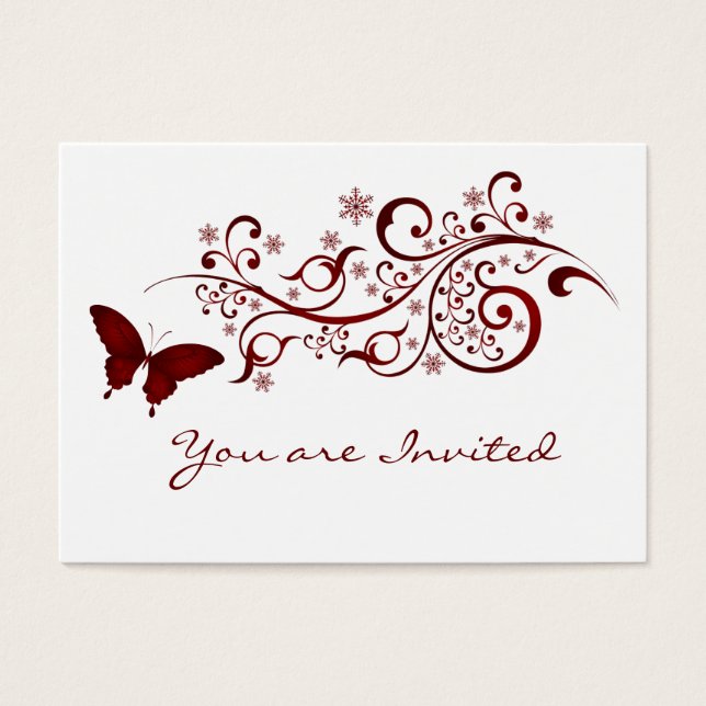 Red Butterfly Wedding Invitation (Front)