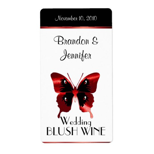 Red Butterfly Wedding Mini Wine Labels